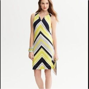 Banana Republic Milly Dress Lime Green/Yellow Ponte Knit Chevron Striped Sz 2